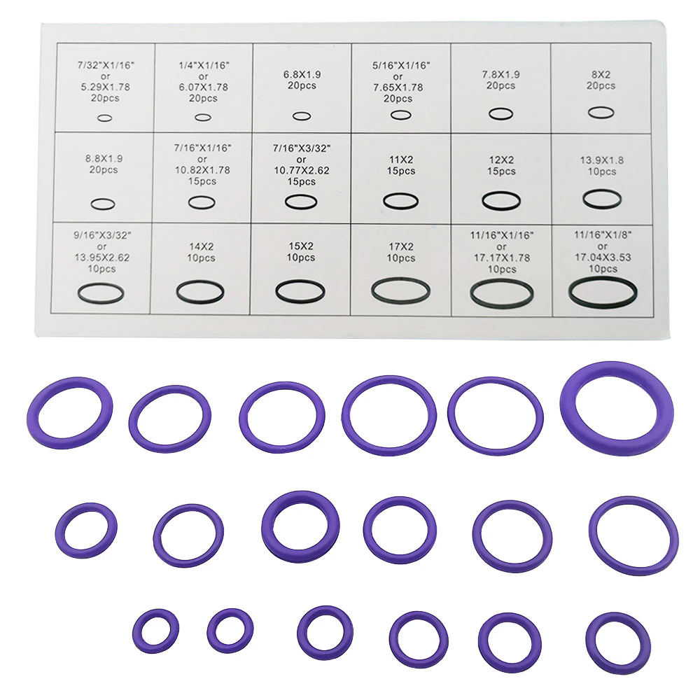 265pcs Air Conditioning Compressor O Ring Seals Tool R12/134a Car A/C System Purple Round Car Air Conditioner Accessories