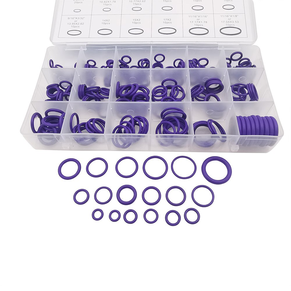 265pcs Air Conditioning Compressor O Ring Seals Tool R12/134a Car A/C System Purple Round Car Air Conditioner Accessories