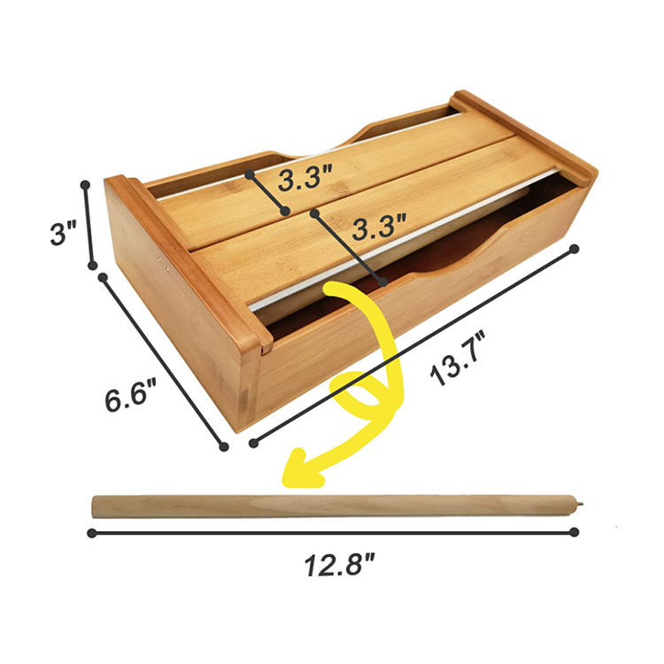 Kitchen Drawer Parchment Paper Bamboo Plastic Wrapped Dispenser Film Dispenser