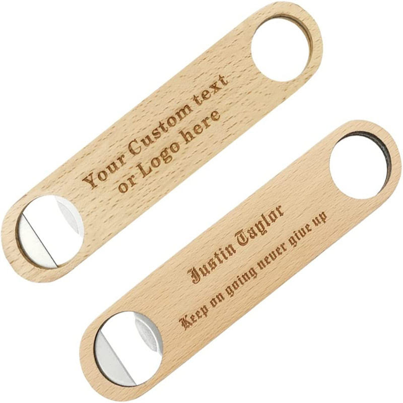 Custom Engraved Beer Bottle Openers Wooden handle Speed Opener Personalized Wood Bottle Opener