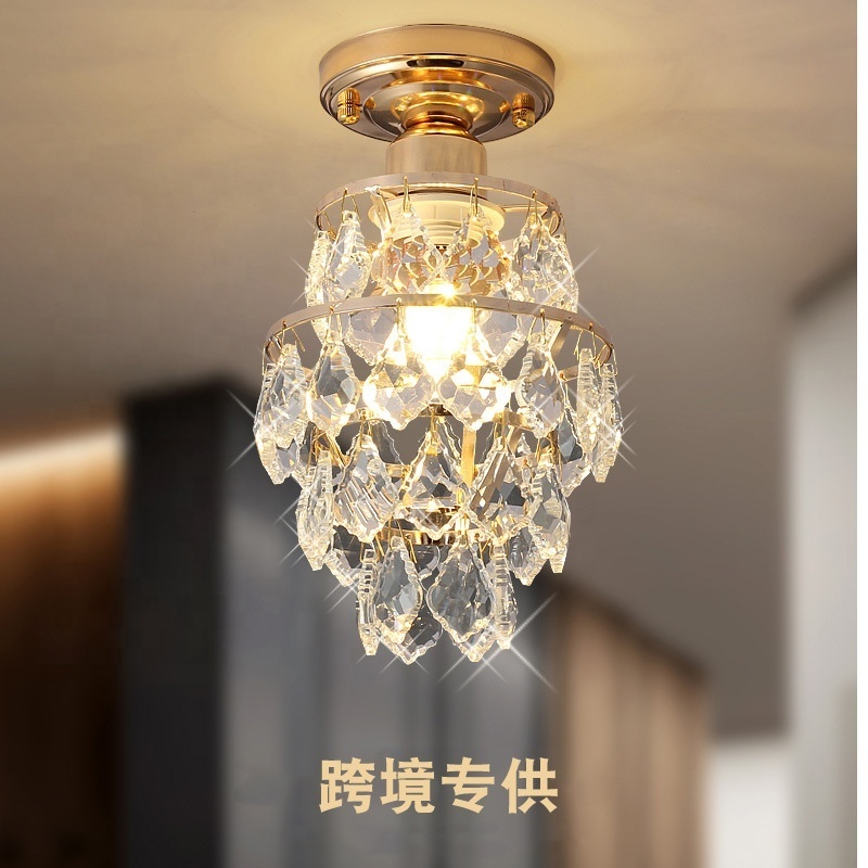 European Light Luxury American Small Crystal Ceiling Light Gold Bedroom IRON Aisle Corridor Entryway Post Modern 80 10 - 30 100