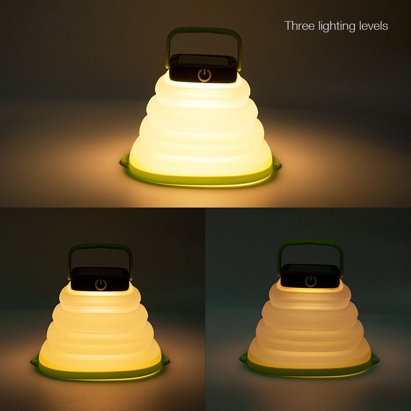 YIZHI Collapsible Waterproof Solar Camping Light Outdoor Portable Emergency Folding Led Night Light Lantern