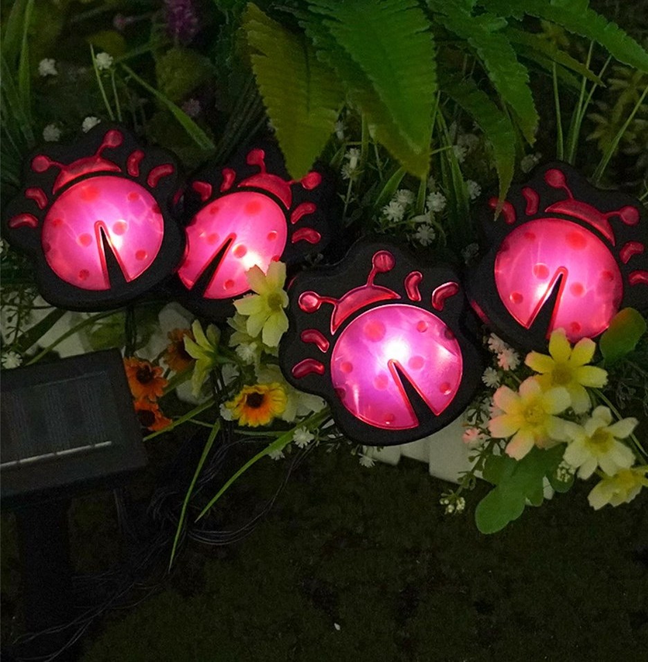 YIZHI Solar Ladybug Lights Outdoor Insect Garden Stake Lamp Light Waterproof Led Solar Powered Butterfly Light