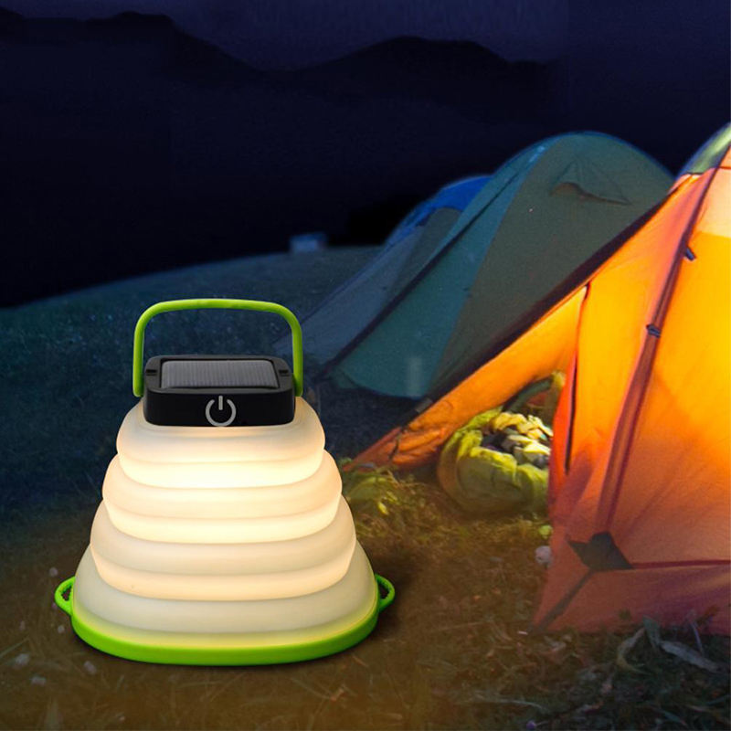 YIZHI Collapsible Waterproof Solar Camping Light Outdoor Portable Emergency Folding Led Night Light Lantern