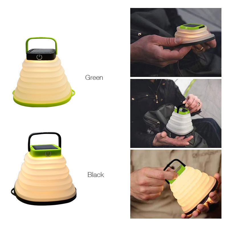 YIZHI Collapsible Waterproof Solar Camping Light Outdoor Portable Emergency Folding Led Night Light Lantern