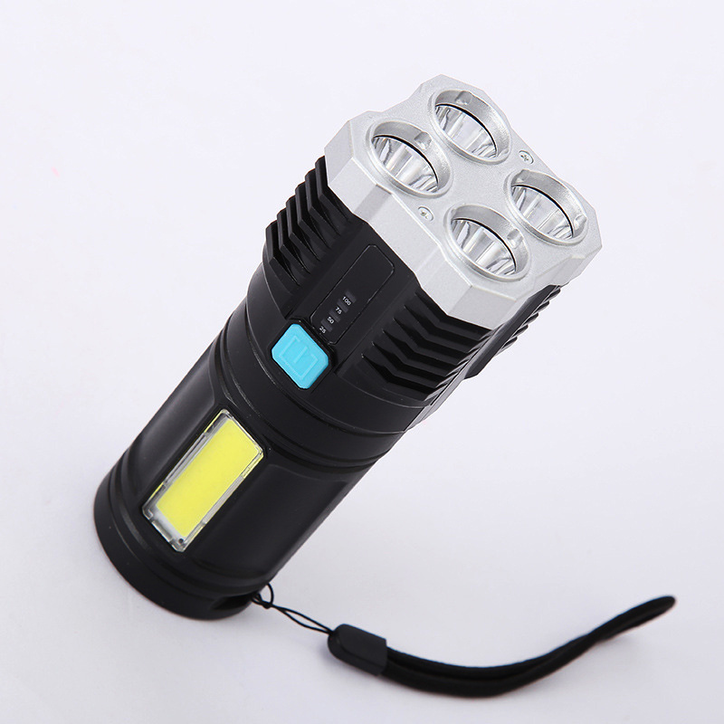 YIZHI Cob Glare Rechargeable Flashlight Outdoor Led Portable Camping Fishing Light Mini Handheld Torch 4 LED Flashlight