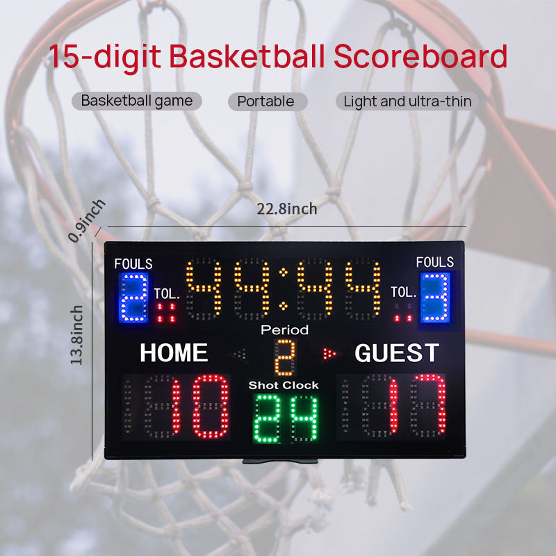 YIZHi Multifunctional Electronic LED Basketball Scoreboard Remote Control Digital Scoreboard with Countdown Timer Score Board