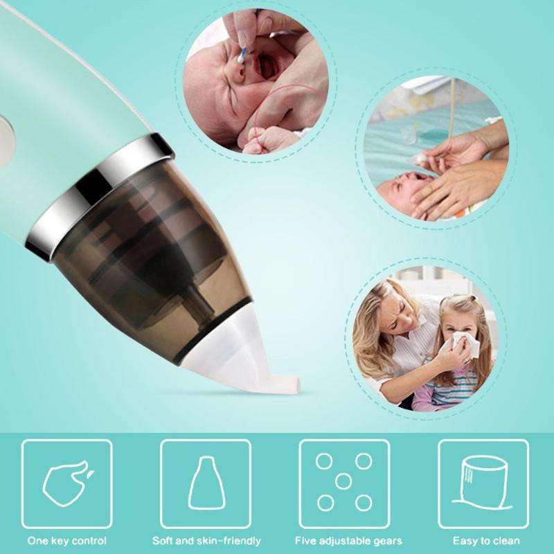 YIZHI Portable Electric Suction Sucker Machine Ear Vacuum Light Baby Nasal Aspirator Electric Nose Cleaner