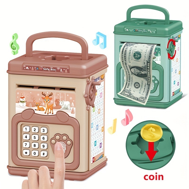 YIZHI Auto-rolling Coin Money Password ATM Piggy Bank Children's Electronic Piggy Bank Toy Kids Money Saving Secure Money Box