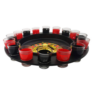 YIZHI Creative Lucky Shot Drinking Game 16 Shot Glass Deluxe Russian Spinning Roulette Poker Chips Drinking Game Set