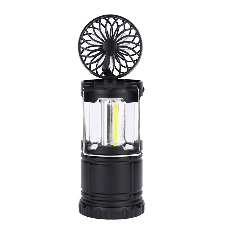 YIZHI Multifunction Portable Outdoor Camp Light COB 2 In 1 AA Battery Pop Up Camping Lantern with Fan