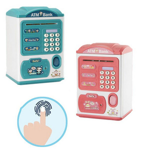 YIZHI Electronic Dual Lock Fingerprint ATM Children's Piggy Bank Auto Scroll Money Coin Saving Banks Deposit Safe Boxes for Kids