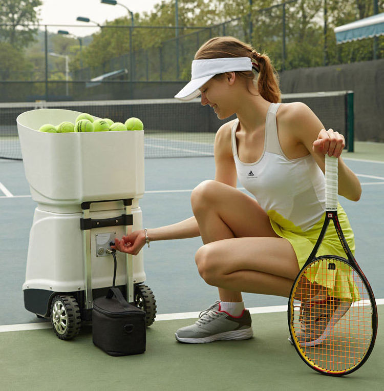 YIZHI Training Single Launcher Practice Vending Sale Vakum Blow Molding Bag Putting Ball Into Pressure Tubes Tennis Ball Machine