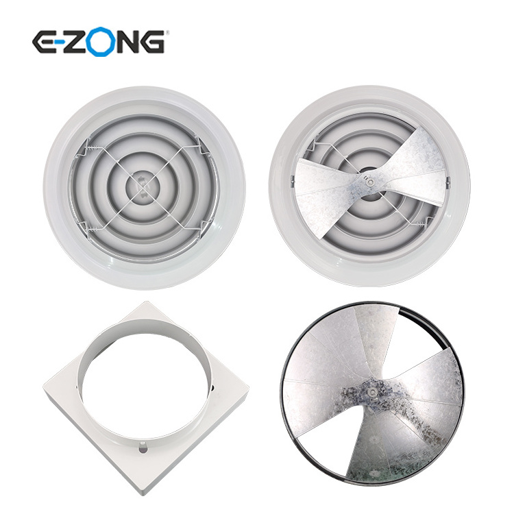 Hvac air diffuser ventilation aluminum with damper, stainless steel round ceiling diffuser