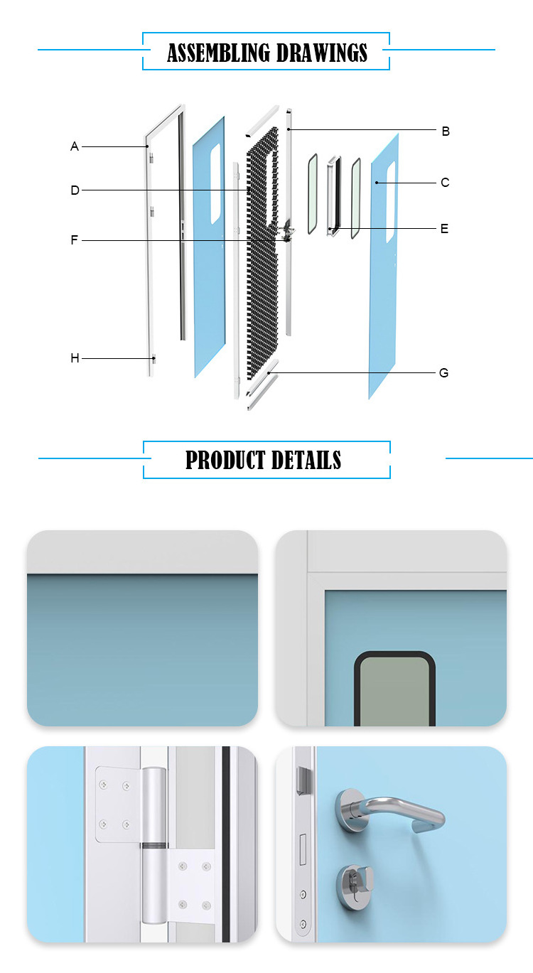 Hygienic medical automatic swing door sliding door for hospital clean room food factory ICU room use