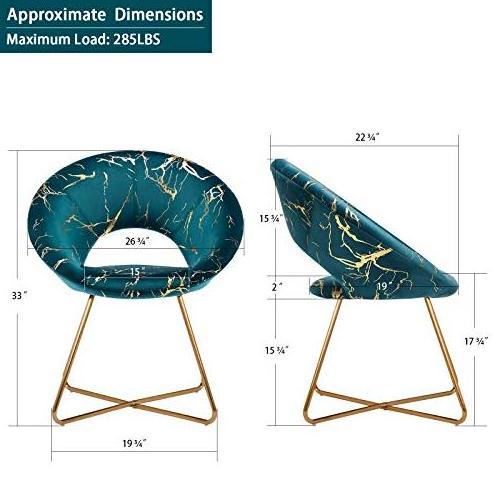 Atrovirens Accent Chair Velvet Vanity Desk Chair with Golden Legs Mid-Back Design for Living Room Leisure Style 1-Piece Set