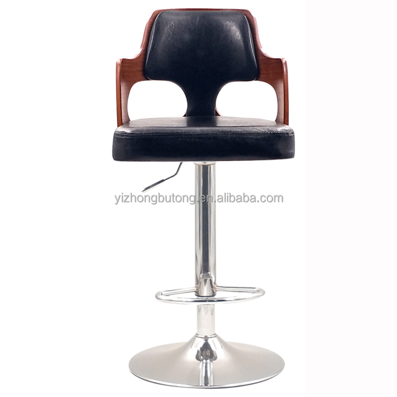 Cheap price adjustable Swivel Barstools PU Leather with Chrome Base barstools wood chair