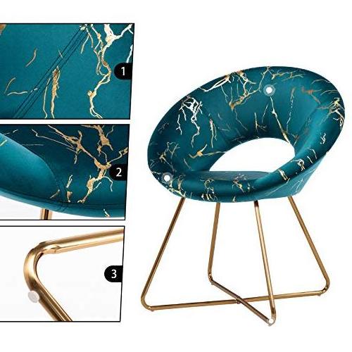 Atrovirens Accent Chair Velvet Vanity Desk Chair with Golden Legs Mid-Back Design for Living Room Leisure Style 1-Piece Set