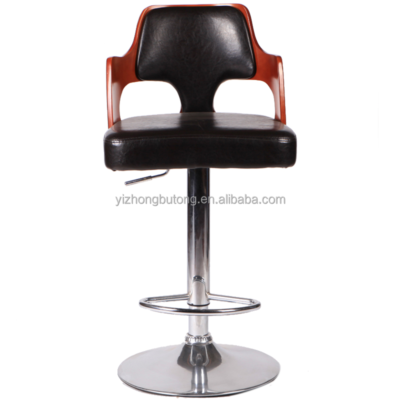 Cheap price adjustable Swivel Barstools PU Leather with Chrome Base barstools wood chair