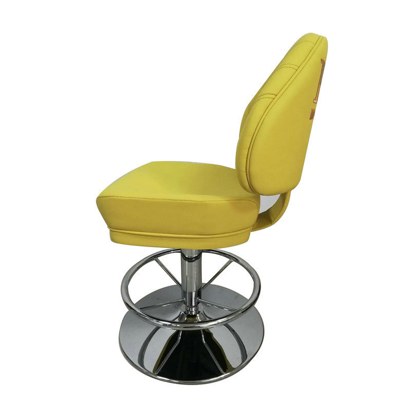 Noble and Elegant Gamble Chairs Yellow Poker PU Leather Mental Frame Casino Chair