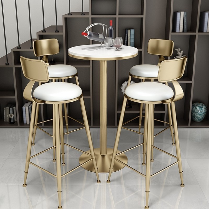 Wholesale 2021 New High Quality Cafe Commercial Furniture Fashion Metal Leisure Bar Chair Set Industrial Style High Bar Chair