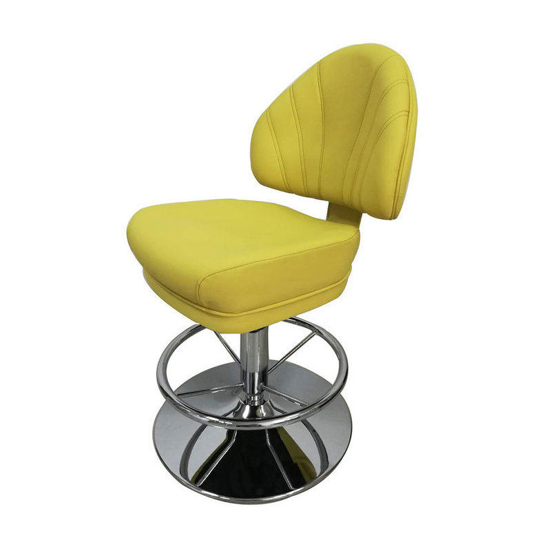 Noble and Elegant Gamble Chairs Yellow Poker PU Leather Mental Frame Casino Chair