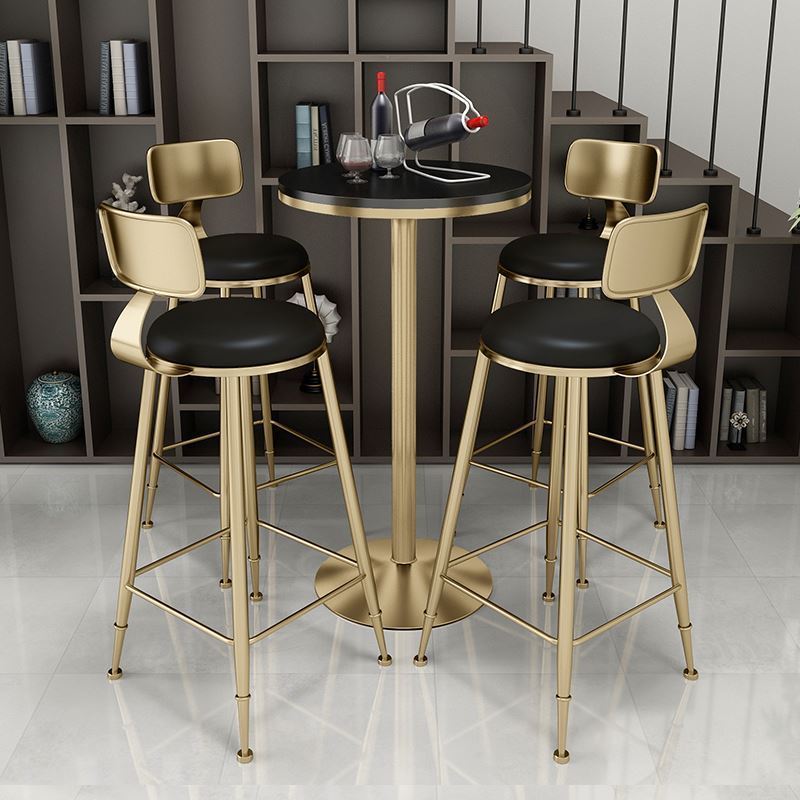 Wholesale 2021 New High Quality Cafe Commercial Furniture Fashion Metal Leisure Bar Chair Set Industrial Style High Bar Chair