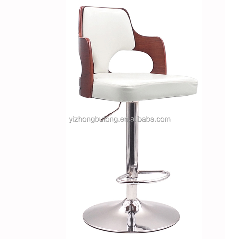 Cheap price adjustable Swivel Barstools PU Leather with Chrome Base barstools wood chair