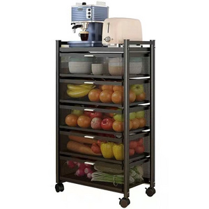 Kitchen drawer basket fruit and vegetable storage rack floor home multifunctional shelf with wheels