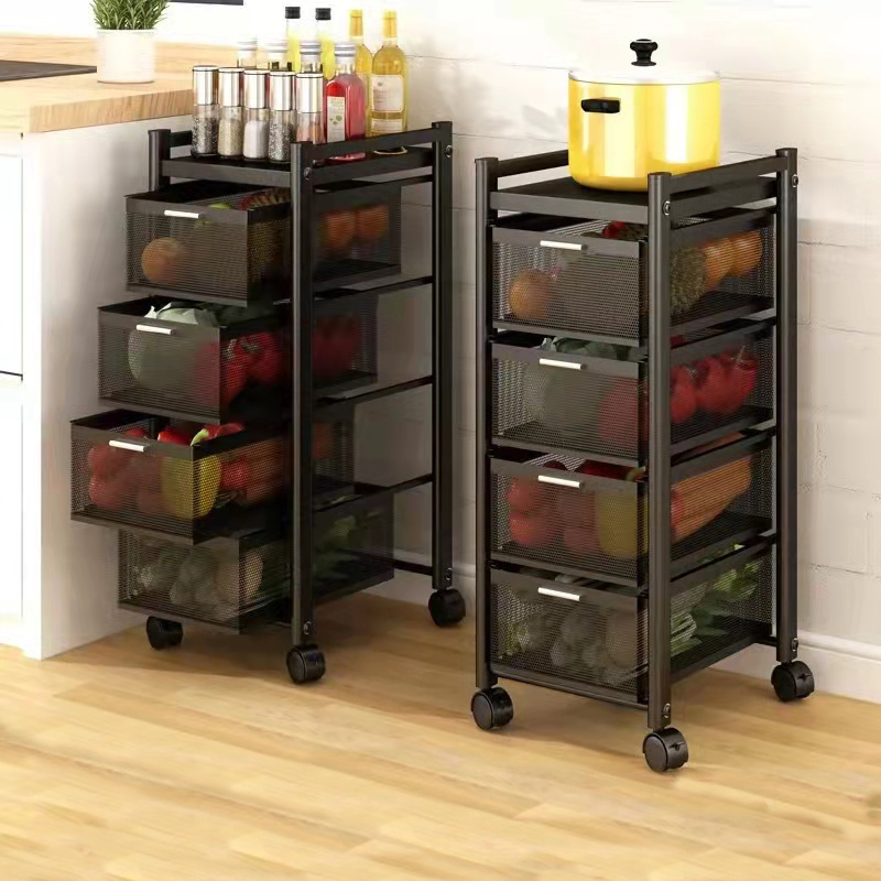 Kitchen drawer basket fruit and vegetable storage rack floor home multifunctional shelf with wheels