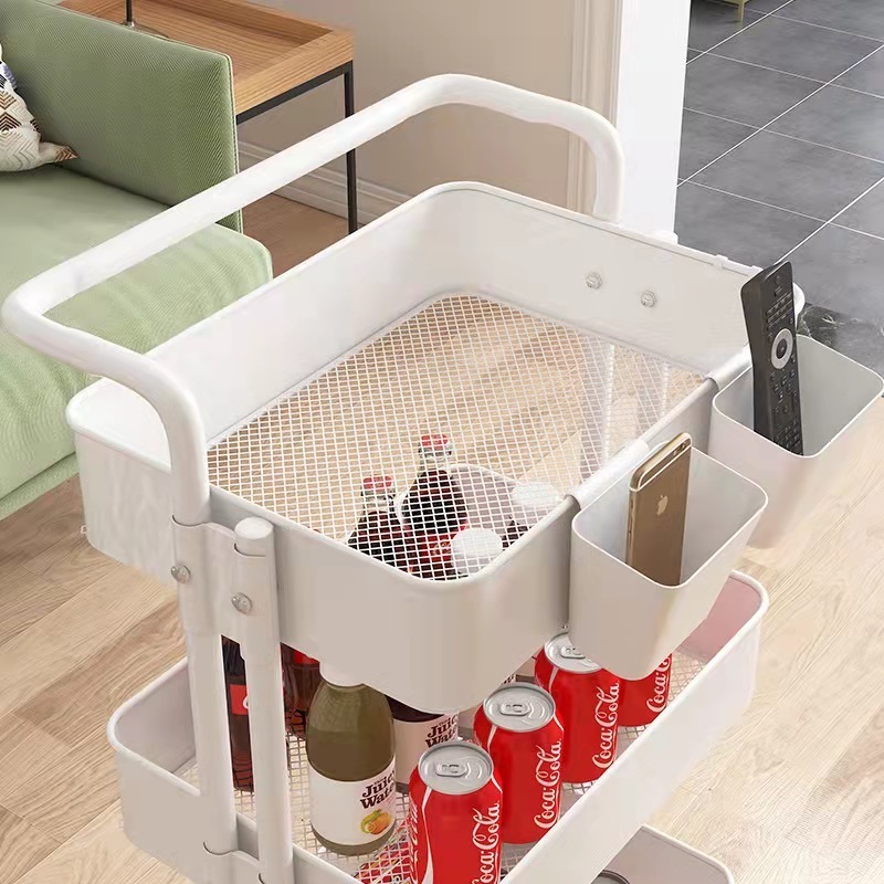 nordic small cart rack rolling bath organizer craft rotating basket rack roll cart kitchen basket trolley with basket