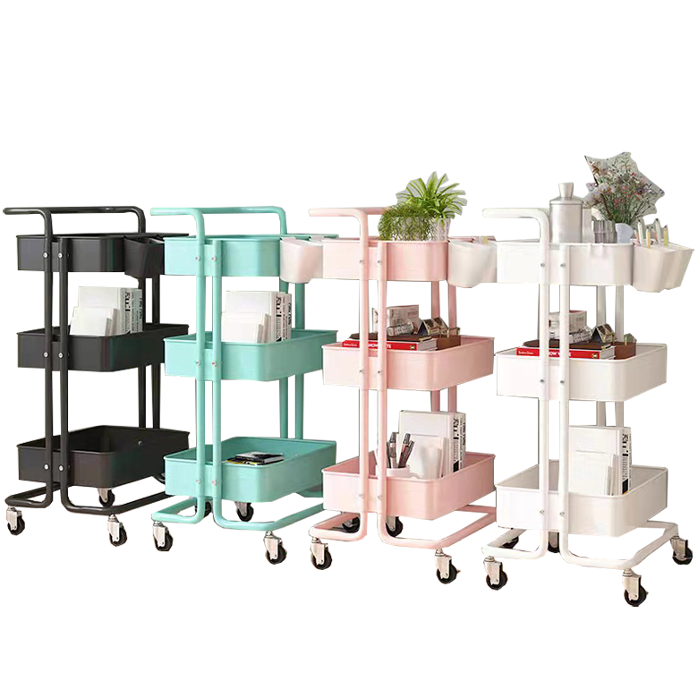 nordic small cart rack rolling bath organizer craft rotating basket rack roll cart kitchen basket trolley with basket