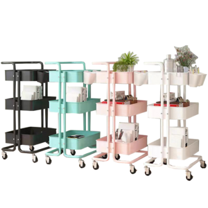 nordic small cart rack rolling bath organizer craft rotating basket rack roll cart kitchen basket trolley with basket