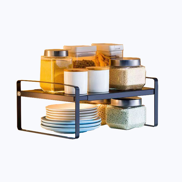 Rack spices kitchen set organizer storage metal double layer stainless steel jar spice rack