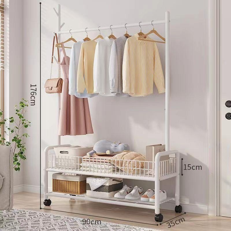 Multi-Functional Mobile Hat Bag and Coat Rack Simple Clothes Hanger with Drying Function Metal Storage for Bedroom Bathroom