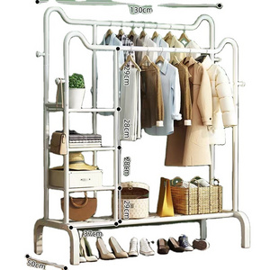 Balcony Clothes Storage Rack Double Rod Hanger Household Clothes Drying Rack