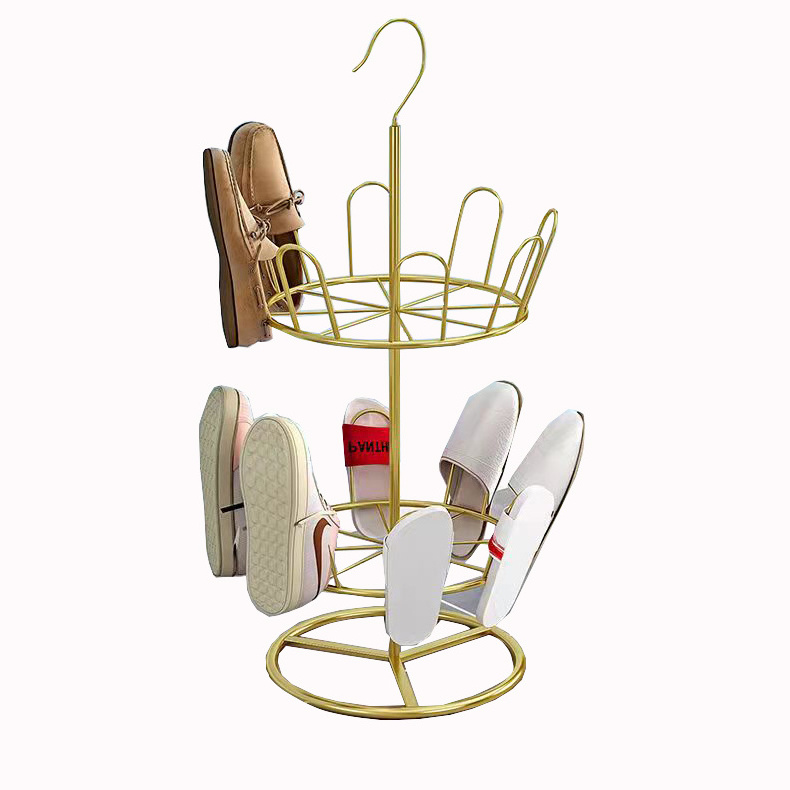 Closet Revolving Shoe Tree 3-tier Metal Revolving Shoe Rack Spinner Holds 18 Pairs Bronze  Rotating Shoe Rack