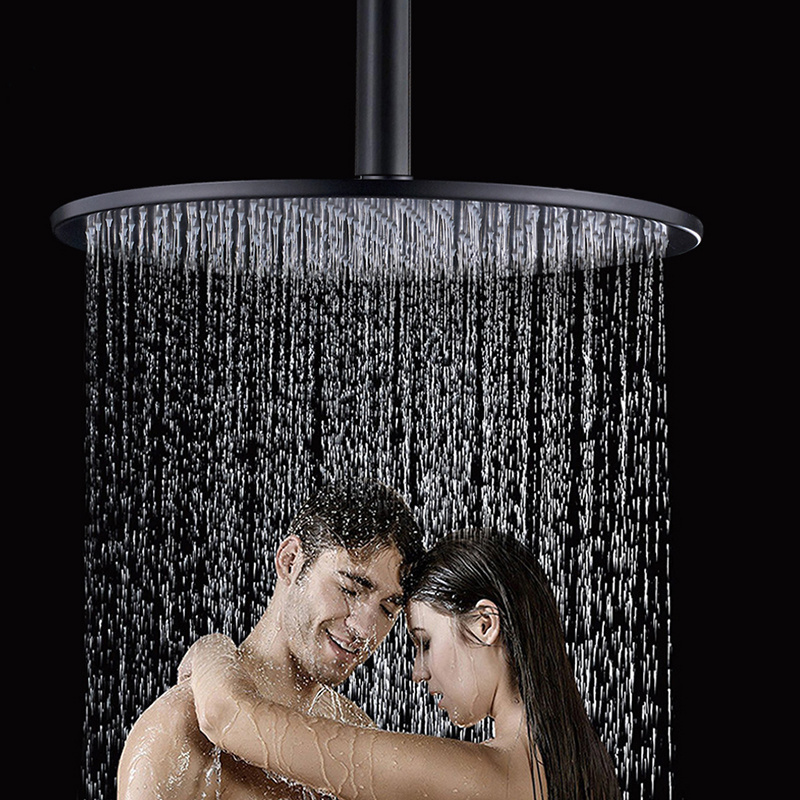 Wholesale and Retail Ceiling Mounted  16 inches Large Rain  black round  Shower  Head  Brass Shower Head  Faucet Accessory