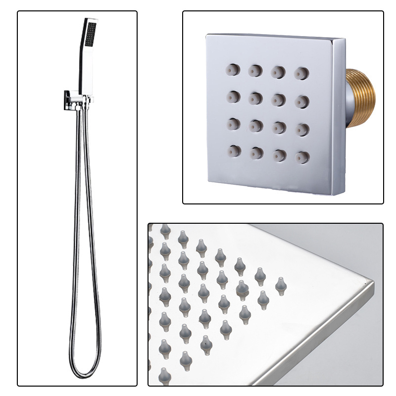 Ceiling Mounted Digital Temperature Display Bathroom Rain Mixer Tap LED Big Rainfall Shower Faucet Set