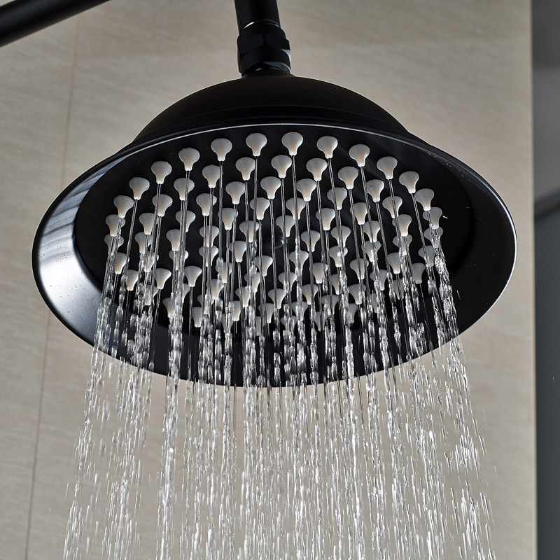 Bathroom 8'' Rainfall Shower Head  Dual Handle  Oil Rubbed Bronze  Brass Shower Set Faucet Wall Mounted With  Handshower