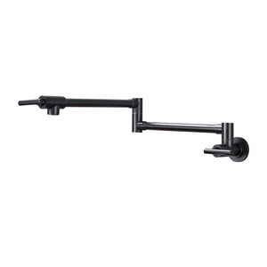 Oil Rubbed Bronze Brass Pot Filler Tap Wall Mounted Kitchen Faucet Single Cold Single Hole Tap Rotate Folding Spout