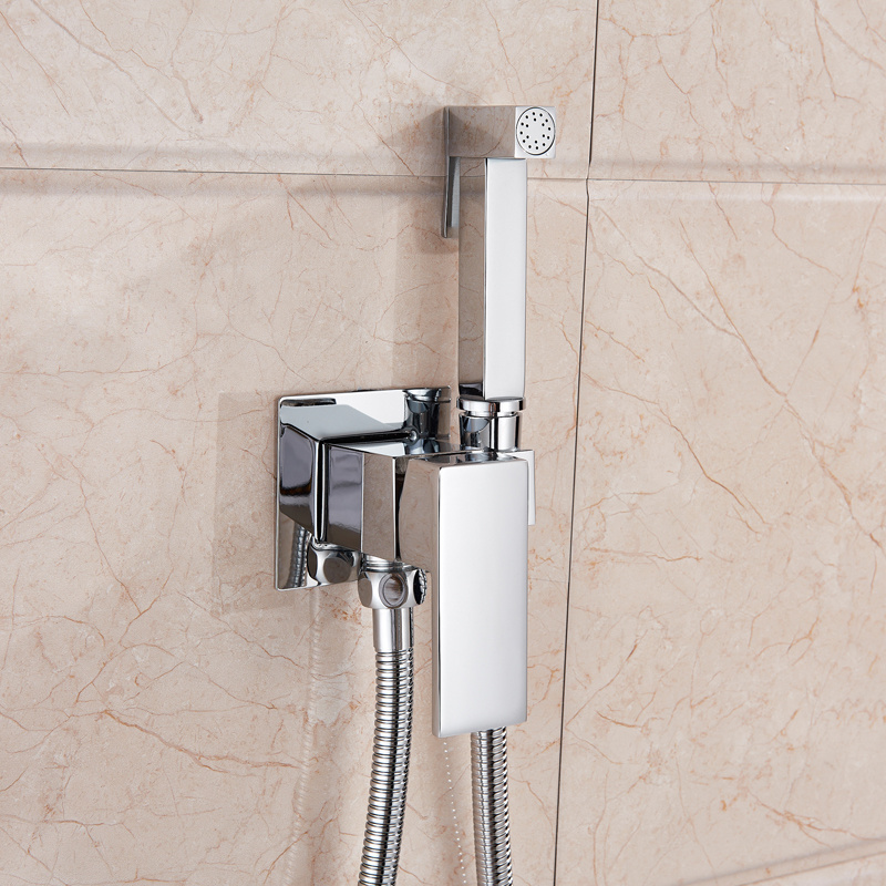 Bidet Faucet Brass Shower Tap Washer Mixer Cold Hot Water Mixer Crane Square Shower Sprayer Head Tap Toilet Faucets