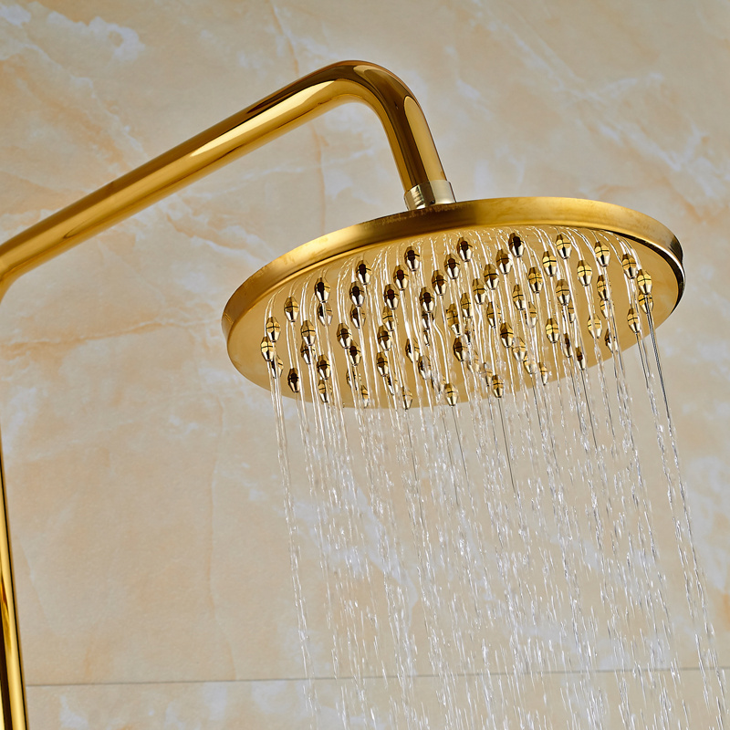 Luxury Golden Bathroom Shower Mixer Taps Wall Mounted 8