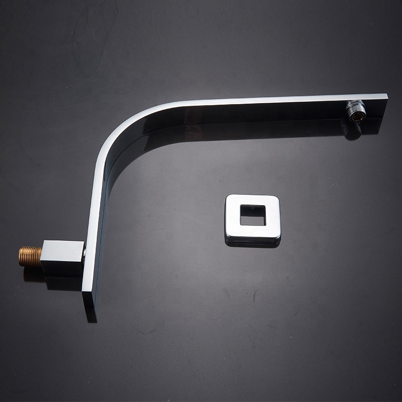 Matte Black Square Stainless Steel Gooseneck Shower Arm Square Rainfall Wall Mounted Shower Pipe For Shower Head