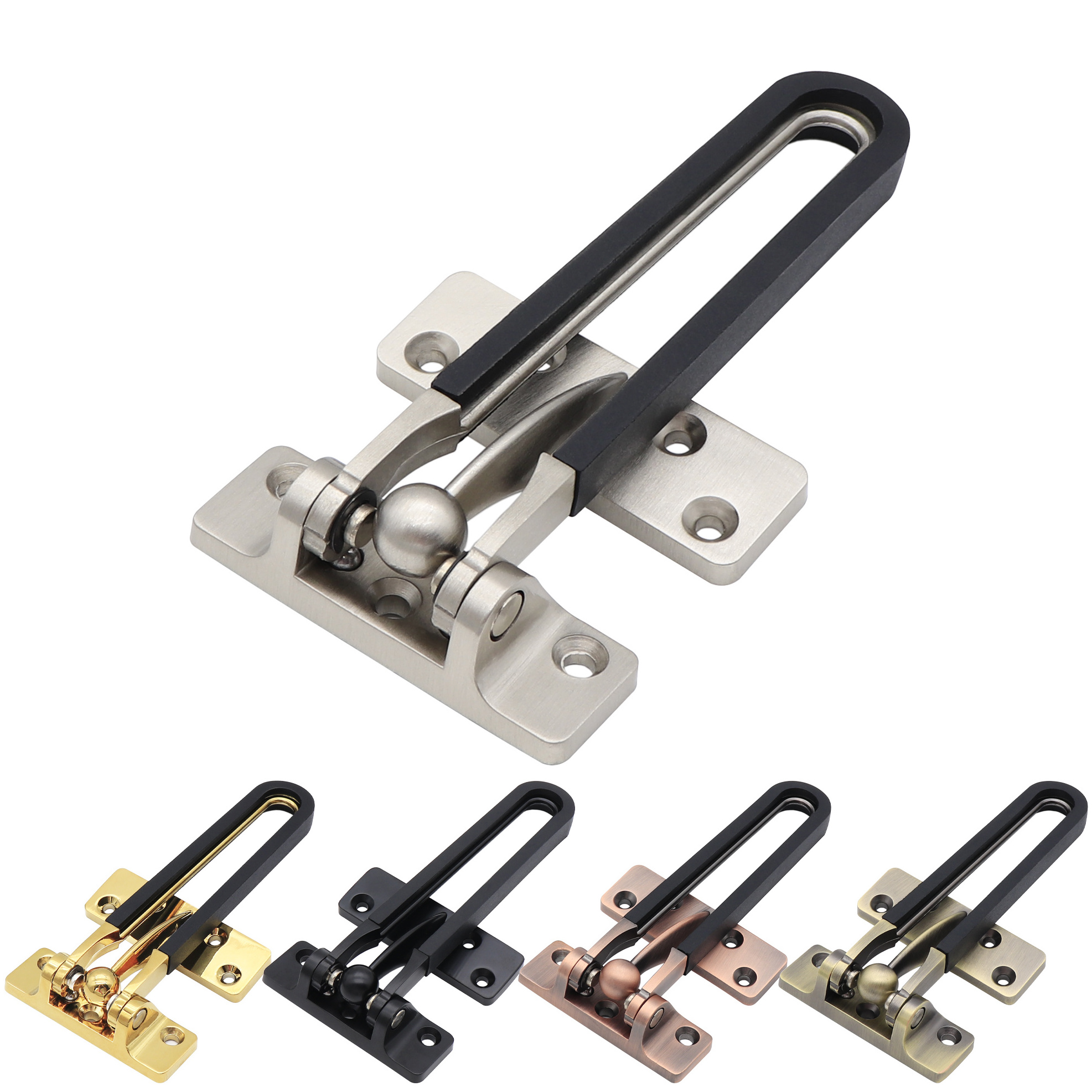 Door Lock for Home Security Door Guard Gate Latches Security Buckle Swing Bar Zinc Alloy Anti-Theft Insurance Deduction Chain