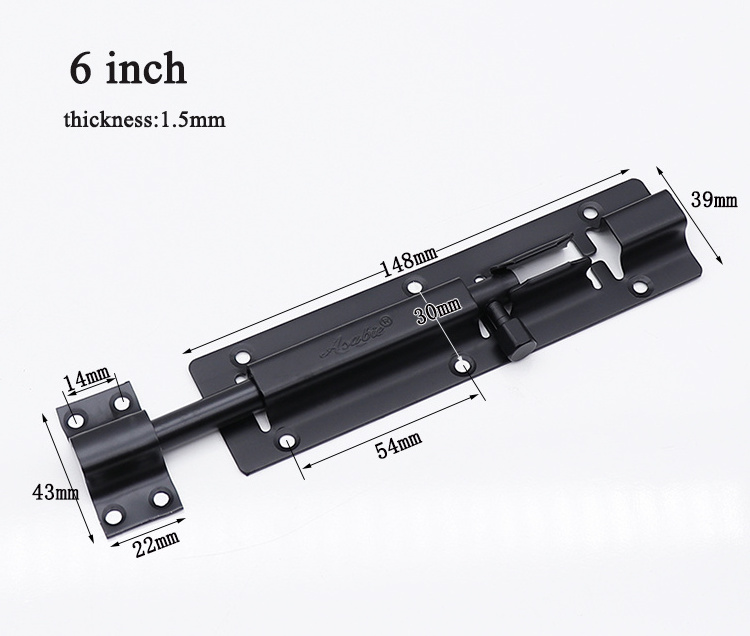 Black Door Bolt Stainless Steel Latches  Security Slide Bolt Thickened Bolt Latch Lock for Doors Windows Heavy Duty Gate Latch