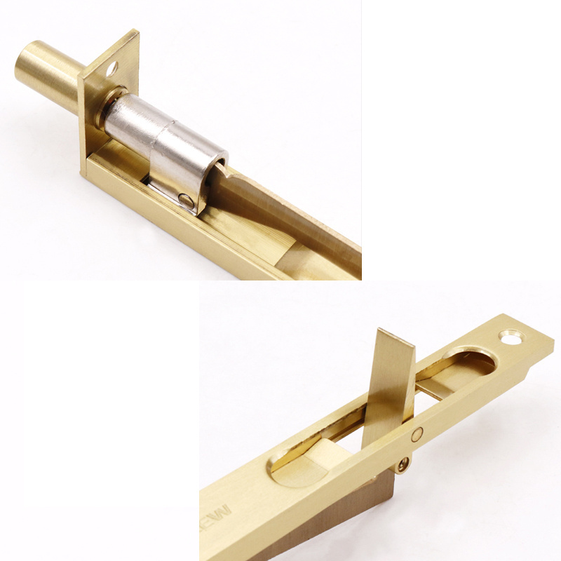 Latest High Quality Hidden Copper Material Flush Bolt Latch Door Lock Manufacturer Security Guard Slide Inside Tower Door Lock