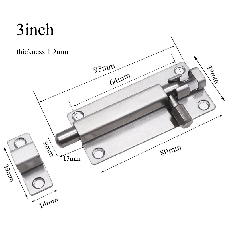 Bolt Door  Flush 3 inch Bolt 304 Stainless steel Door Bolts stainless steel toggle latch slam latch lock latch hook kits for