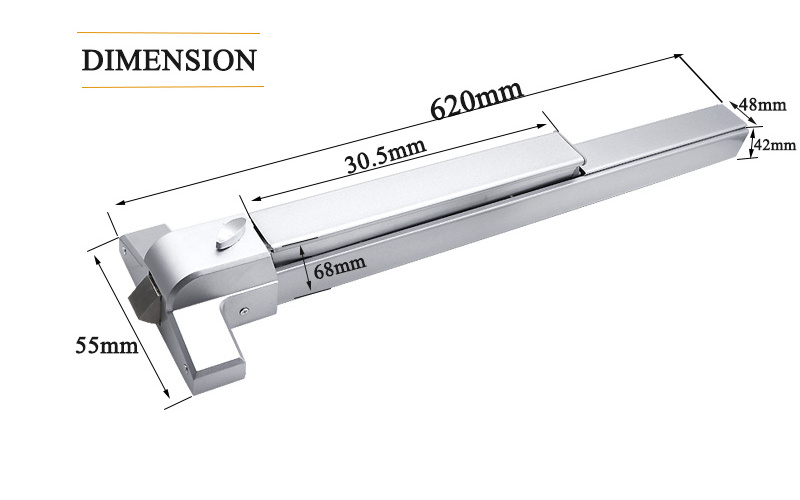 Fire Rated Emergency Escape Safety Door Lock Anti Panic Exit Device Push Bar Exit Device Lock Push Bar For Urgent Door