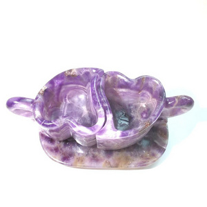 Crystal Tea Cup Natural Crystals Healing Gemstones Dream Amethyst Heart-Shape Crystal Tea Cup For Gift